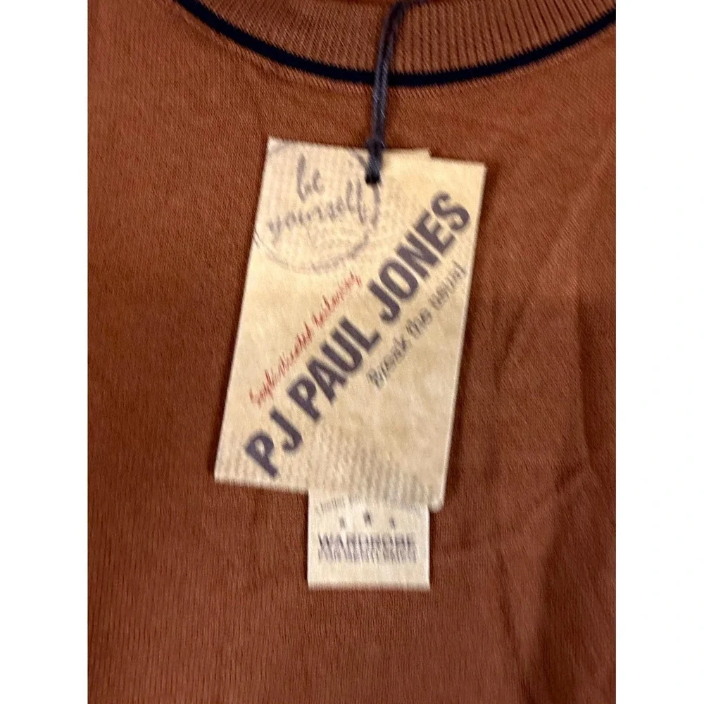 PJ Paul Jones Sweater Mens 2XL Brown Crew Neck Tight Knit Short Sleeve Pullover